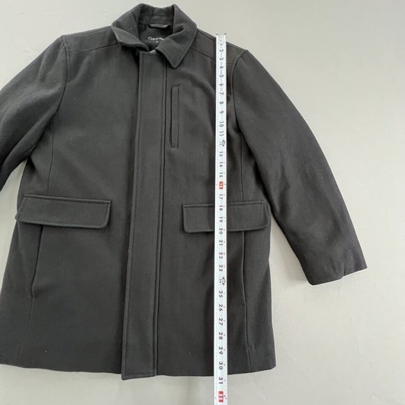 Calvin Klein Men Coat Wool Blend Size MEDIUM Black Hidden Zipper Snap Collared - Picture 6 of 8